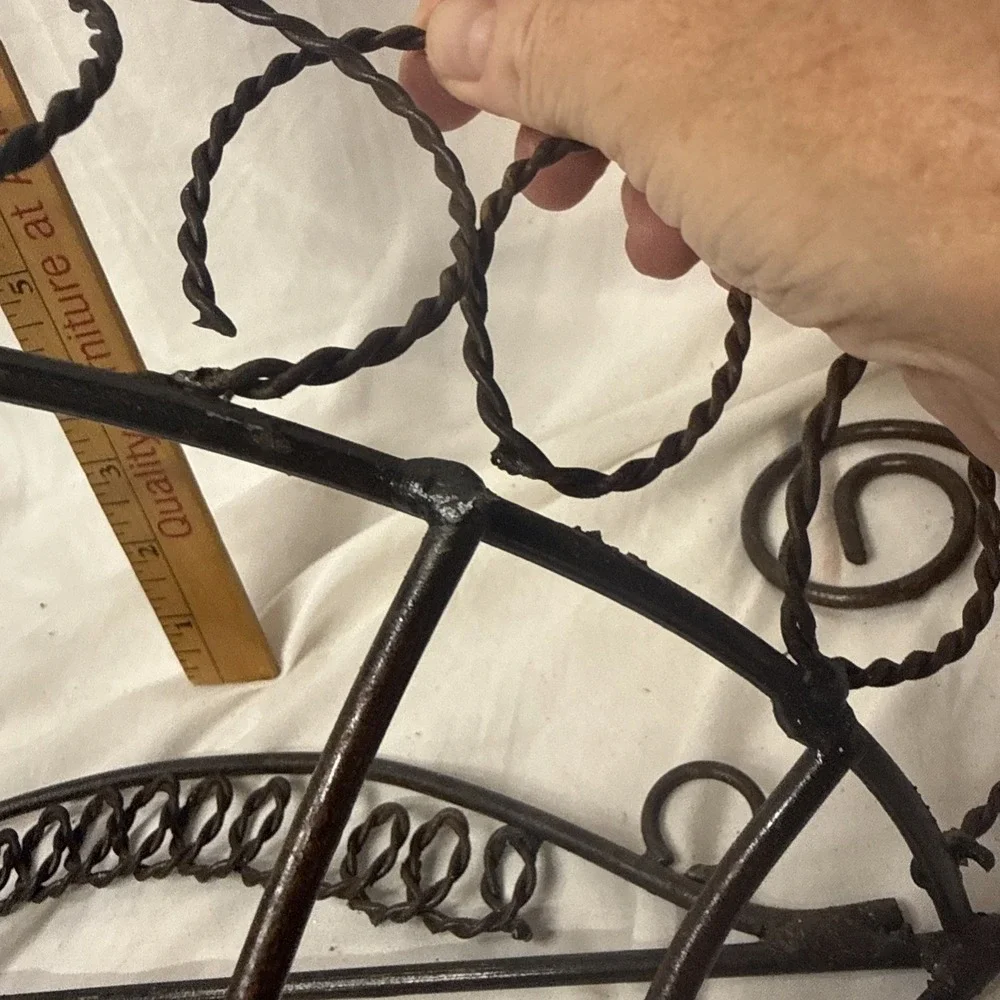 Vintage Victorian Wrought Iron Basket Wall Hang Decorative Storage Planter Wire